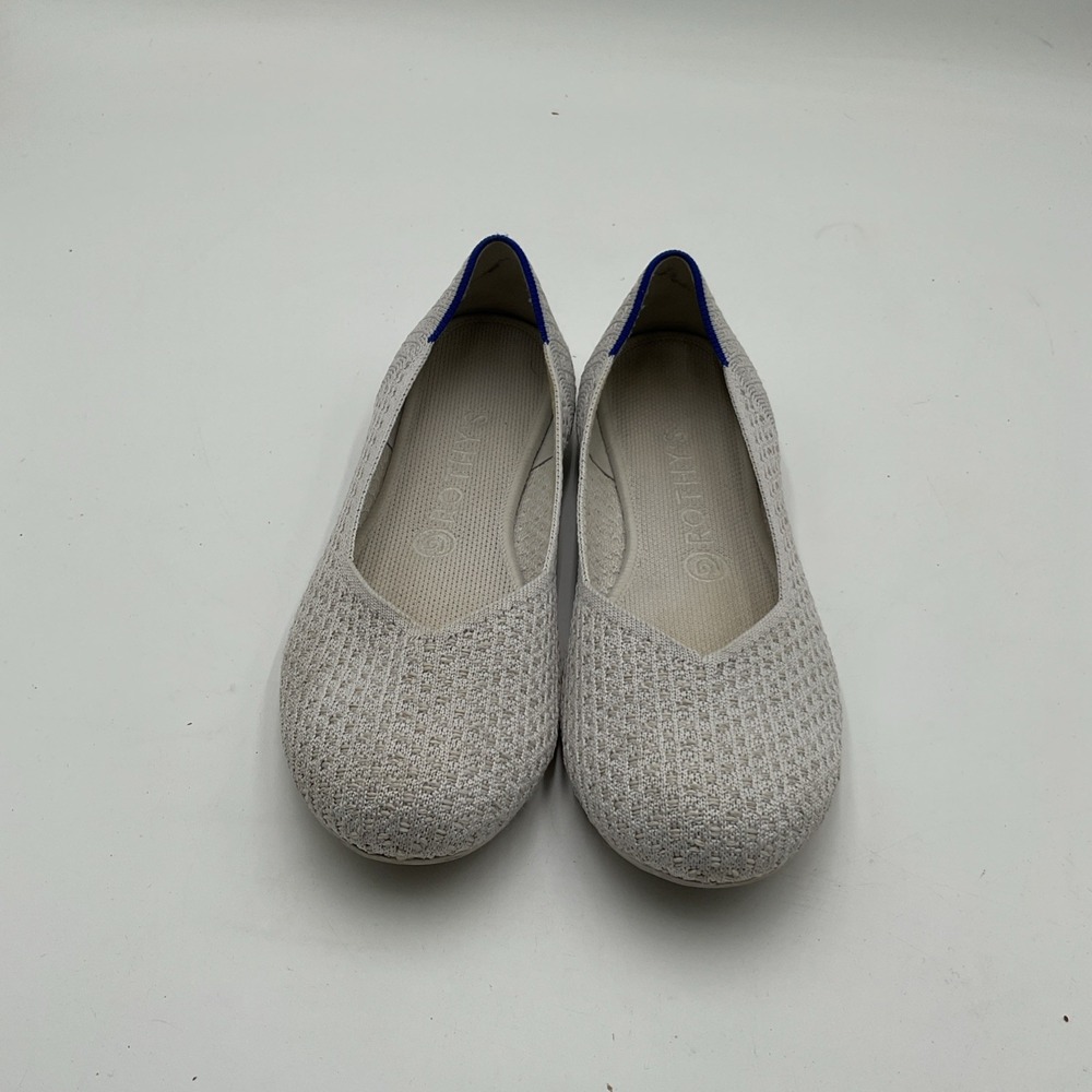 Rothys The Flat Shoes Womens Size 9 White Knit Ballet Flats Comfort Slip On